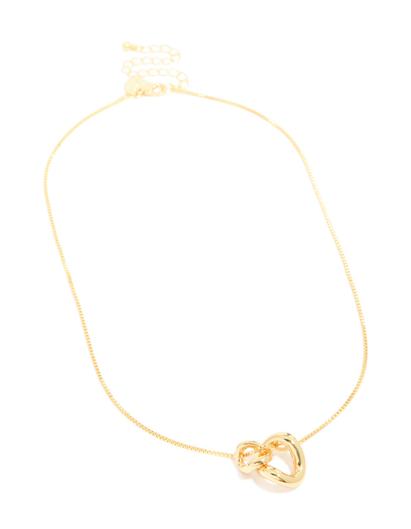 Gold Plated Small Double Organic Charm Necklace