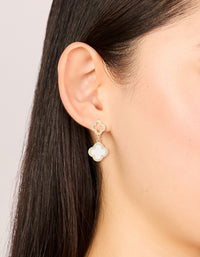 Gold Plated Cubic Zirconia Pink Inlay Flower Earrings - link has visual effect only