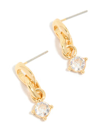Gold Plated Cubic Zirconia & Chain Drop Earrings - link has visual effect only