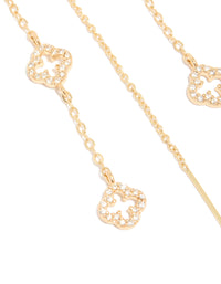 Gold Plated Cubic Zirconia Flower Thread Through Earrings - link has visual effect only