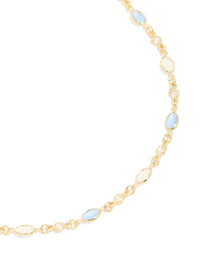 Gold Plated Blue & White Oval Cubic Zirconia Necklace - link has visual effect only