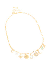 Gold Plated Celestial Charms Necklace - link has visual effect only