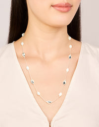 Silver Plated Molten & Freshwater Pearl Adjustable Necklace - link has visual effect only