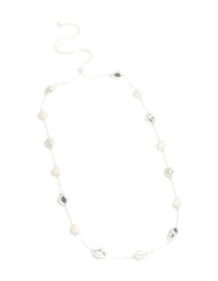 Silver Plated Molten & Freshwater Pearl Adjustable Necklace - link has visual effect only