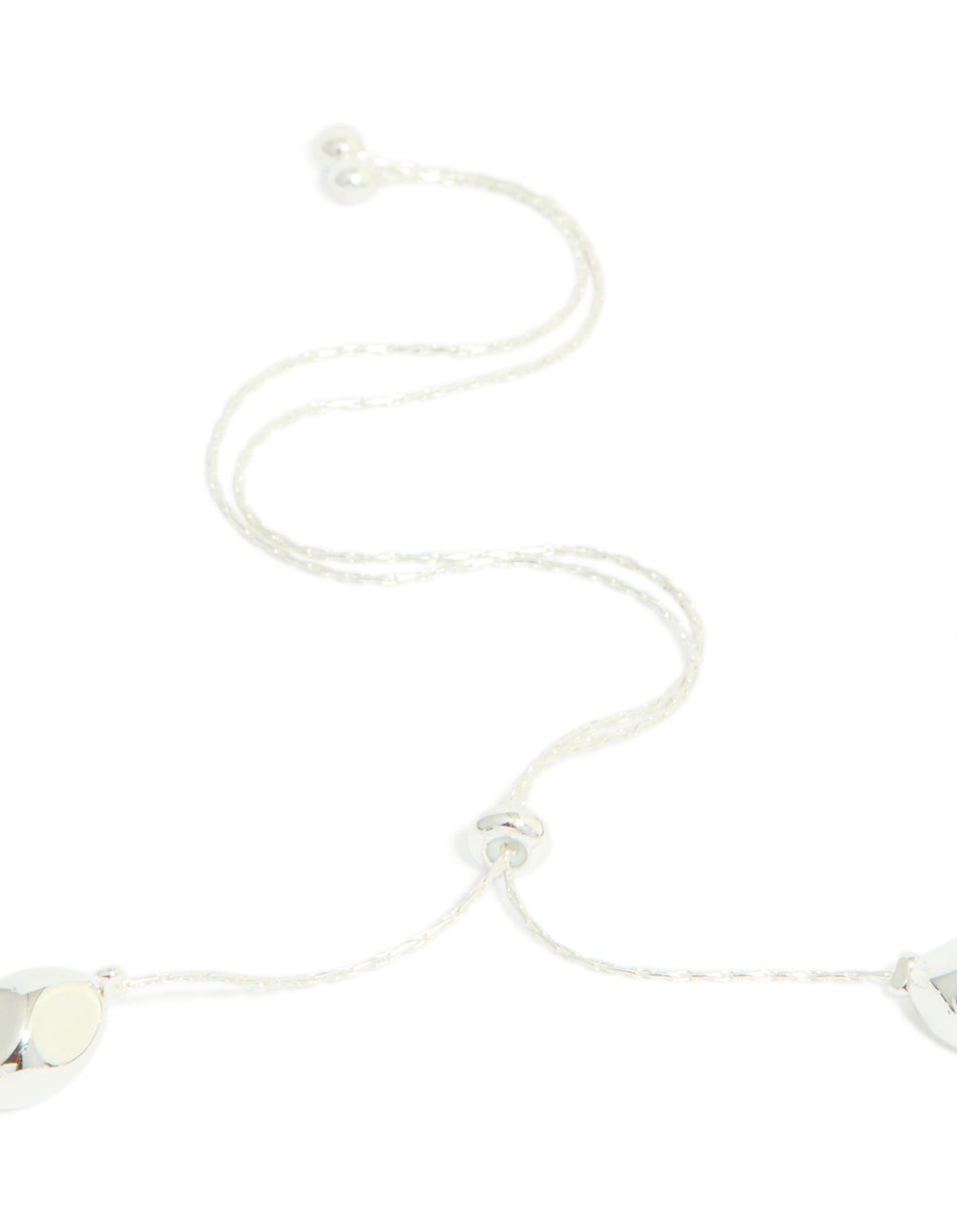 Beautifully crafted silver plated adjustable necklace with molten and freshwater pearl feature clasp detail view