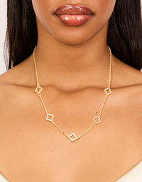 Gold Plated Cubic Zirconia Flower Charm Necklace - link has visual effect only