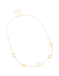 Gold Plated Cubic Zirconia Flower Charm Necklace - link has visual effect only