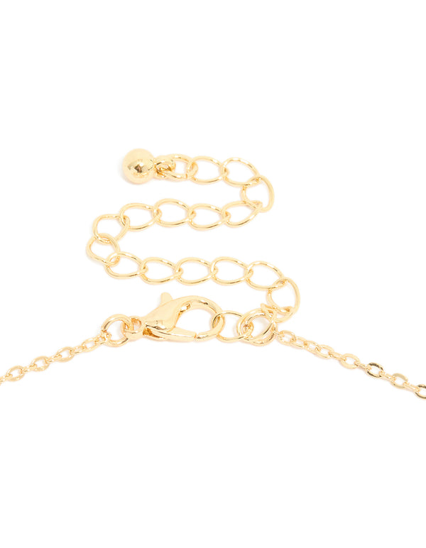 Gold Plated Cubic Zirconia Flower Charm Necklace