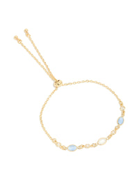 Gold Plated Blue & White Oval Cubic Zirconia Toggle Bracelet - link has visual effect only