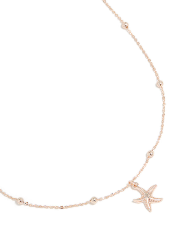 Rose Gold Starfish Pendant Necklace