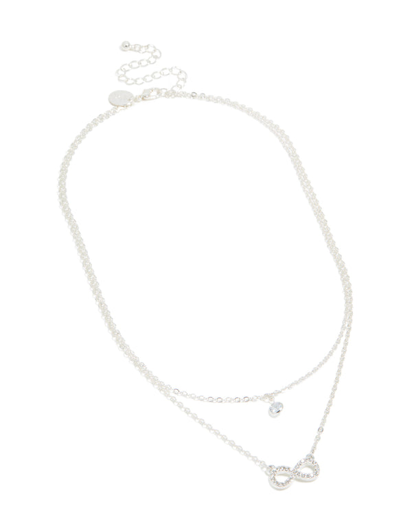 Silver Diamante & Infinity Pendant Layered Necklace