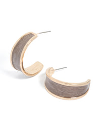 Gold Brown Marble Inlay Hoop Earrings - link has visual effect only