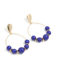 Gold Blue Beaded Drop Earrings - link has visual effect only