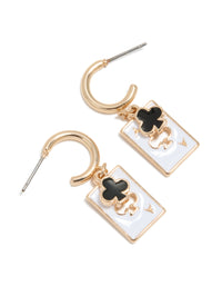 Gold Ace Of Clubs Card Huggie Earrings - link has visual effect only
