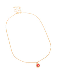 Gold Red Diamante Simple Teardrop Pendant Necklace - link has visual effect only
