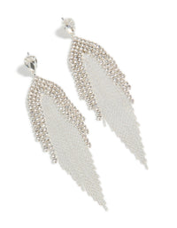 Silver Diamante Dazzle Chain Drop Earrings - link has visual effect only