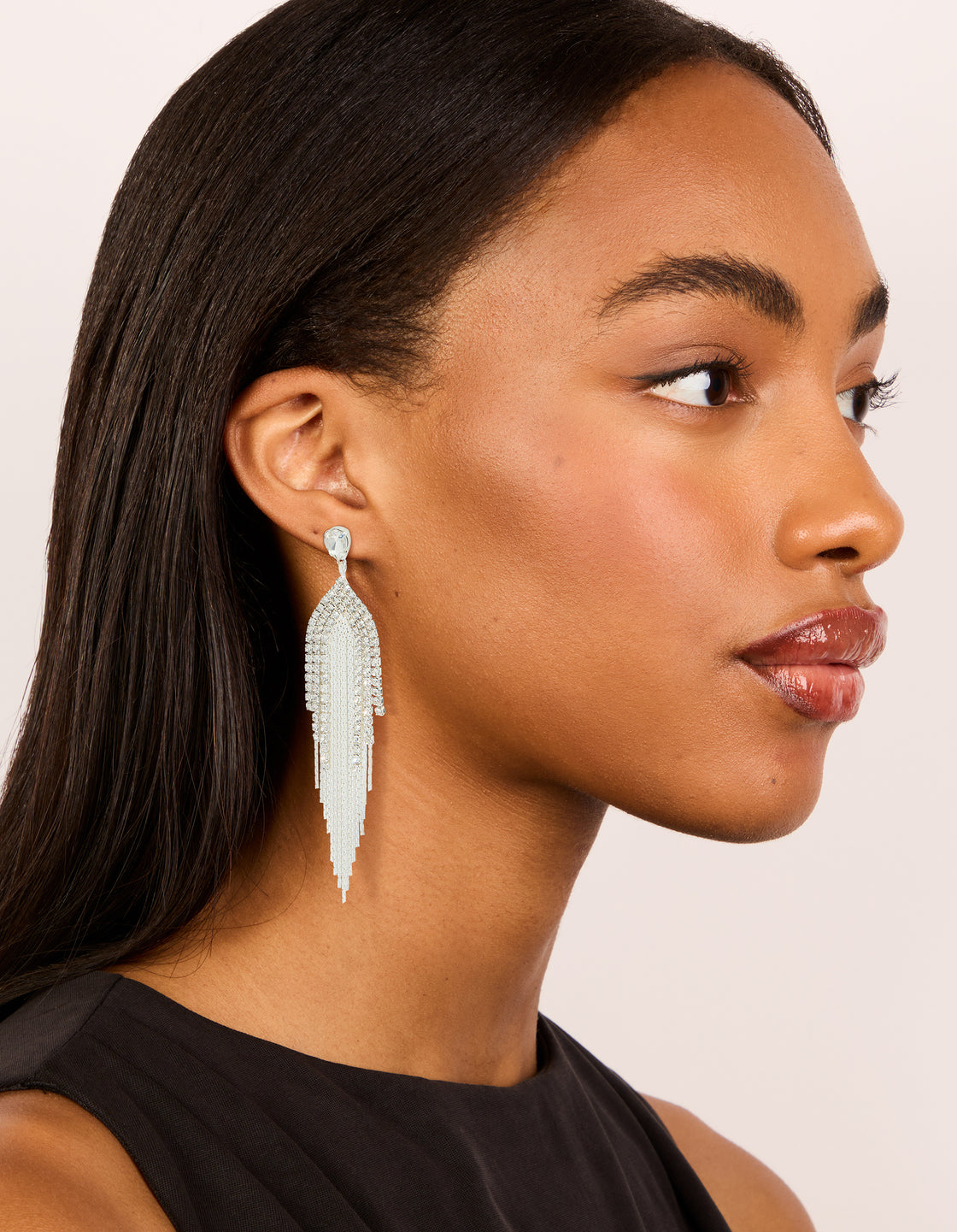 Silver Diamante Dazzle Chain Drop Earrings