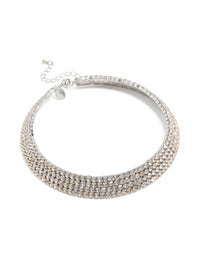Silver Diamante Choker Necklace - link has visual effect only