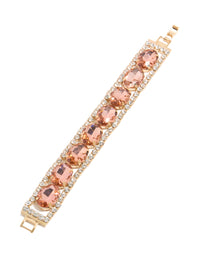 Silver Pink & Clear Diamantes Bracelet - link has visual effect only