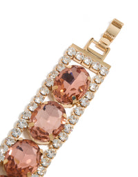 Silver Pink & Clear Diamantes Bracelet - link has visual effect only