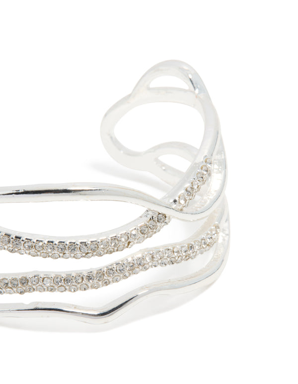 Silver Diamante Irregular Wrist Cuff
