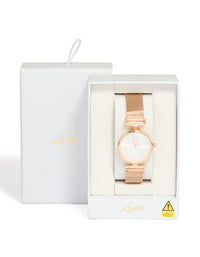 Rose Gold Round Mesh Watch - link has visual effect only