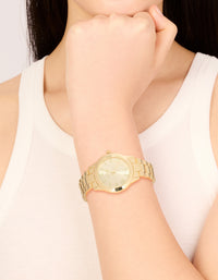 Gold Plated Classic Round Roman Numeral Watch - link has visual effect only