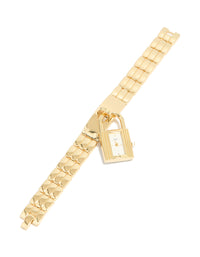 Gold Padlock Watch  Bracelet - link has visual effect only