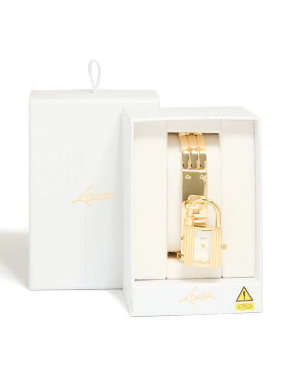 Gold Padlock Watch  Bracelet