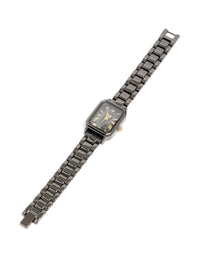 Black Coated Metal  Rectangle Roman Numeral Watch - link has visual effect only