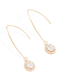 Gold Cubic Zirconia Dainty Circle Drop Earrings - link has visual effect only