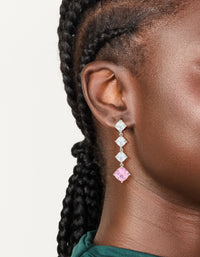 Silver Pink Cubic Zirconia Rhombus Drop Earrings - link has visual effect only
