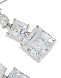 Silver Cubic Zirconia Square Drop Earrings - link has visual effect only