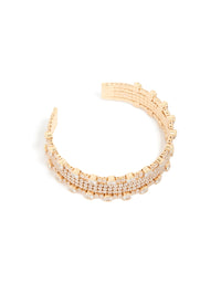 Gold Mini Bezel Set Cubic Zirconia Wrist Cuff - link has visual effect only