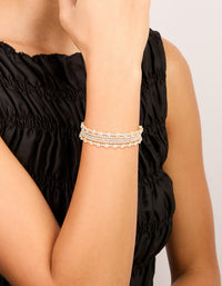 Gold Mini Bezel Set Cubic Zirconia Wrist Cuff - link has visual effect only