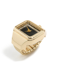 Gold Modern Square Watch Ring - link has visual effect only