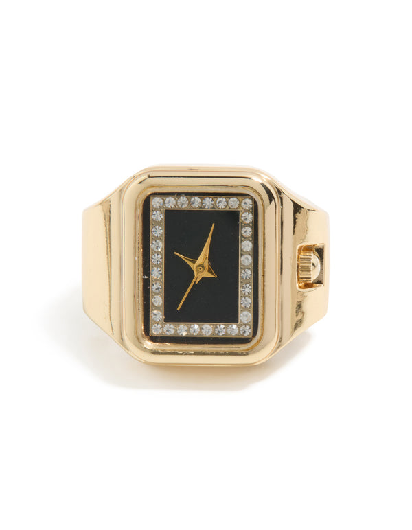Gold Modern Square Watch Ring