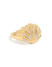 Waterproof Gold Plated Stainless Steel Shell Large Ring - link has visual effect only