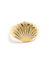 Waterproof Gold Plated Stainless Steel Shell Large Ring - link has visual effect only