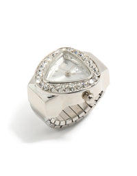 Silver Diamante Watch Ring - link has visual effect only