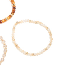 Clear & Brown Beaded Stretch Bracelets 3-Pack - link has visual effect only