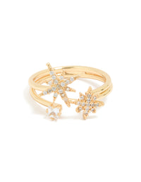 Gold Plated Diamante Celestial Layered Ring - link has visual effect only