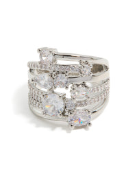 Silver Multi Cubic Zirconia Layered Wrap Ring - link has visual effect only