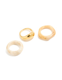 Waterproof Gold Plated Stainless Steel & Acrylic Stacking Rings 3-Pack - link has visual effect only