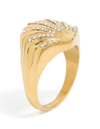 Designed with waterproof gold plated stainless steel shell large ring featuring ocean-inspired in chunky style close up view - link has visual effect only
