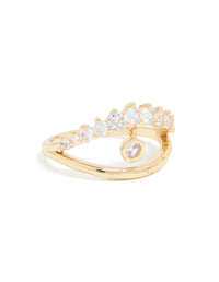 Gold Plated Cubic Zirconia Split Charm Ring - link has visual effect only