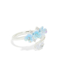 Silver Plated Triple Flower Wrap Ring - link has visual effect only