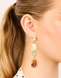 Gold & Acrylic Mixed Size Beaded Drop Earrings - link has visual effect only