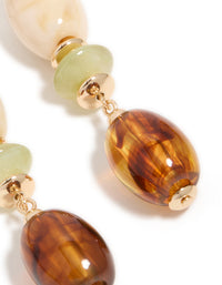 Gold & Acrylic Mixed Size Beaded Drop Earrings - link has visual effect only