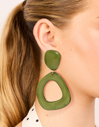 Organic Green Acrylic Open Oval Drop Earrings - link has visual effect only